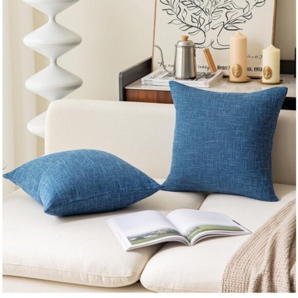 Kevin Textile Throw Pillow Covers 20x20 Federal Blue Textured Woven Set Of 2 - Picture 5 of 6